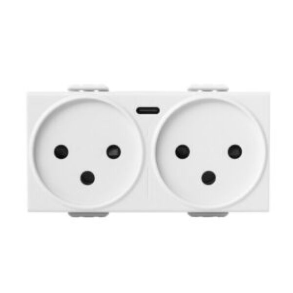 Double socket with universal fast USB charger TYPE C PD