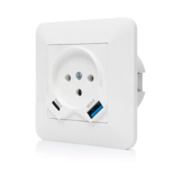 Power socket with fast double USB charger TYPE C+A PD in blister case