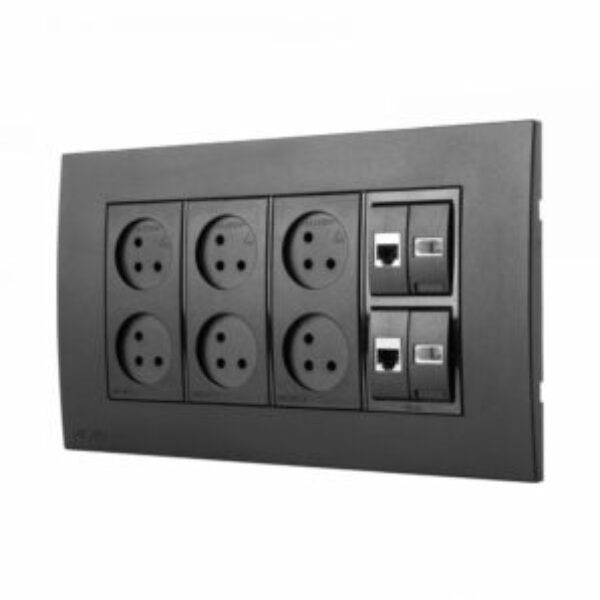 HOME & OFFICE stand under the stucco matt black 8 module, 6 sockets