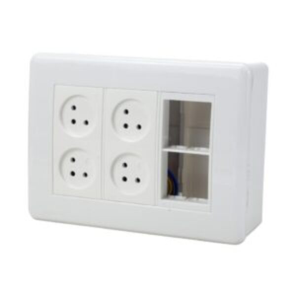 HOME & OFFICE station on the plaster 6 module, 4 sockets and a Govis adapter