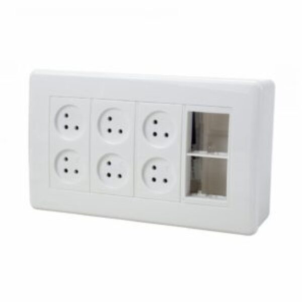 HOME & OFFICE station on the plaster 8 module, 6 sockets and a Govis adapter