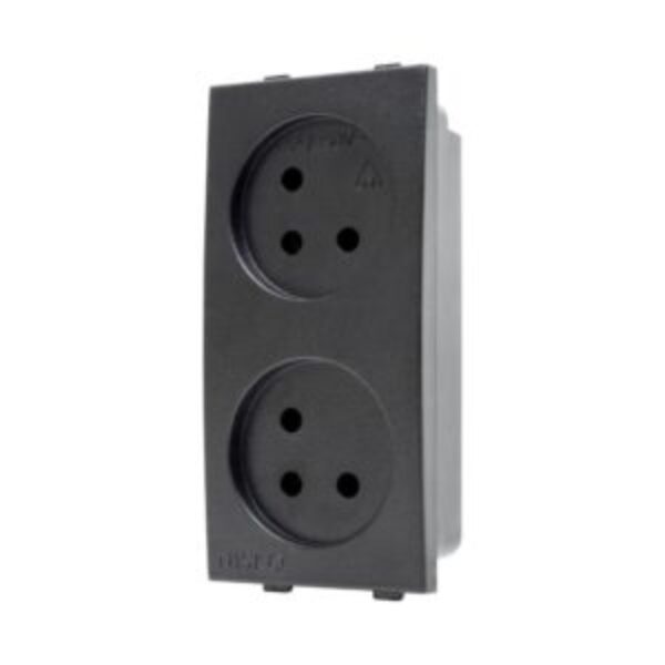 A pair of matte black power sockets