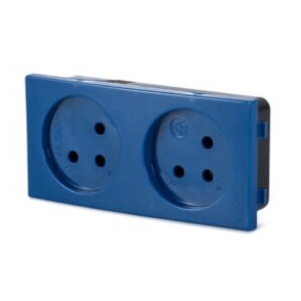 A pair of blue power sockets
