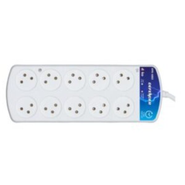 Multi-socket 10 ports with protection against surges and voltage drops including a delay of 3.5 minutes
